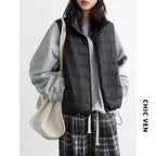 CHIC VEN New Women Down Coats Sleeveless Lightweight 90 White Duck Down Stand Up Collar Female Down Vest Autumn Winter 2026