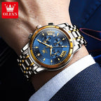 OLEVS 2892 Men's Watches Top Brand Multifunctional Chronograph Wristwatch Original Quartz Watch Man Waterproof Luminous Moon