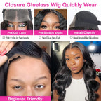 250 Density 100% Human Hair Body Wave 5x5 Glueless Lace Frontal Wigs 13x6 HD Lace Front Wig 40 Inch 13x4 Brazilian Black Clourse