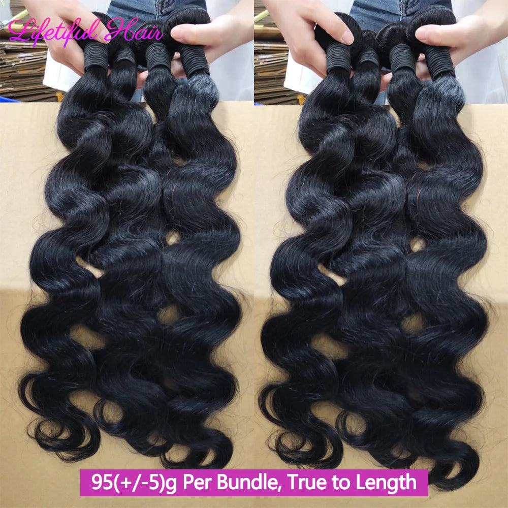 30 32 Inch Body Wave Bundles Human Hair 100% Human Hair Bundles 95g Per Bundle Brazilian Weave Bundles 2-4 Days Delivery