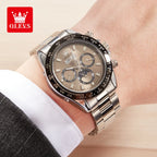 OLEVS 6654 Luxury Men's Automatic Mechanical Watch Original Stainless Steel Waterproof Moon Phase Chronograph Brand Men Watch