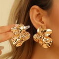 Fashion Irregular Pleated Metal Texture Earrings for Women Vintage Stainless Steel Geometric Dangle Drop Earrings Trendy Jewelry