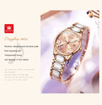 OLEVS 3605 Women's Watches Top Brand Fashion Mechanical Wristwatch Zircon Scale Watch for Ladies Waterproof Chronograph Date