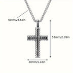 Hip-Hop Men's Trendy Stainless Steel Chain Cross Pendant Necklace - Punk Rock Style Fashion Accessory