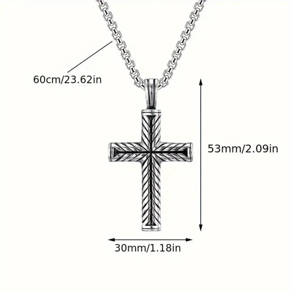 Hip-Hop Men's Trendy Stainless Steel Chain Cross Pendant Necklace - Punk Rock Style Fashion Accessory