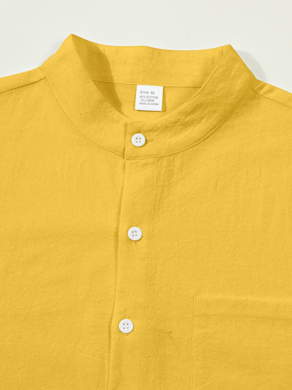 Autumn men's clothing 2025 new item men's solid color cotton and linen shirt stand up collar cardigan long sleeved casual busine