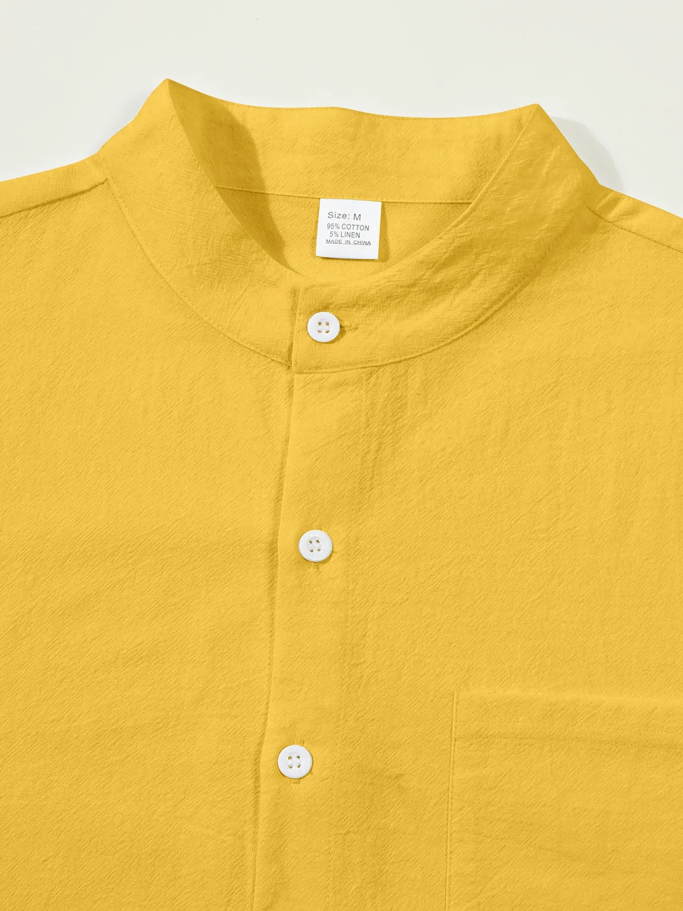 Autumn men's clothing 2025 new item men's solid color cotton and linen shirt stand up collar cardigan long sleeved casual busine