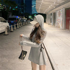 Streetwear Mini Dress Spring Autumn Korean High Waist Lace Up Slim Vestidos Women Harajuku Hooded Bandage A Line Dresses