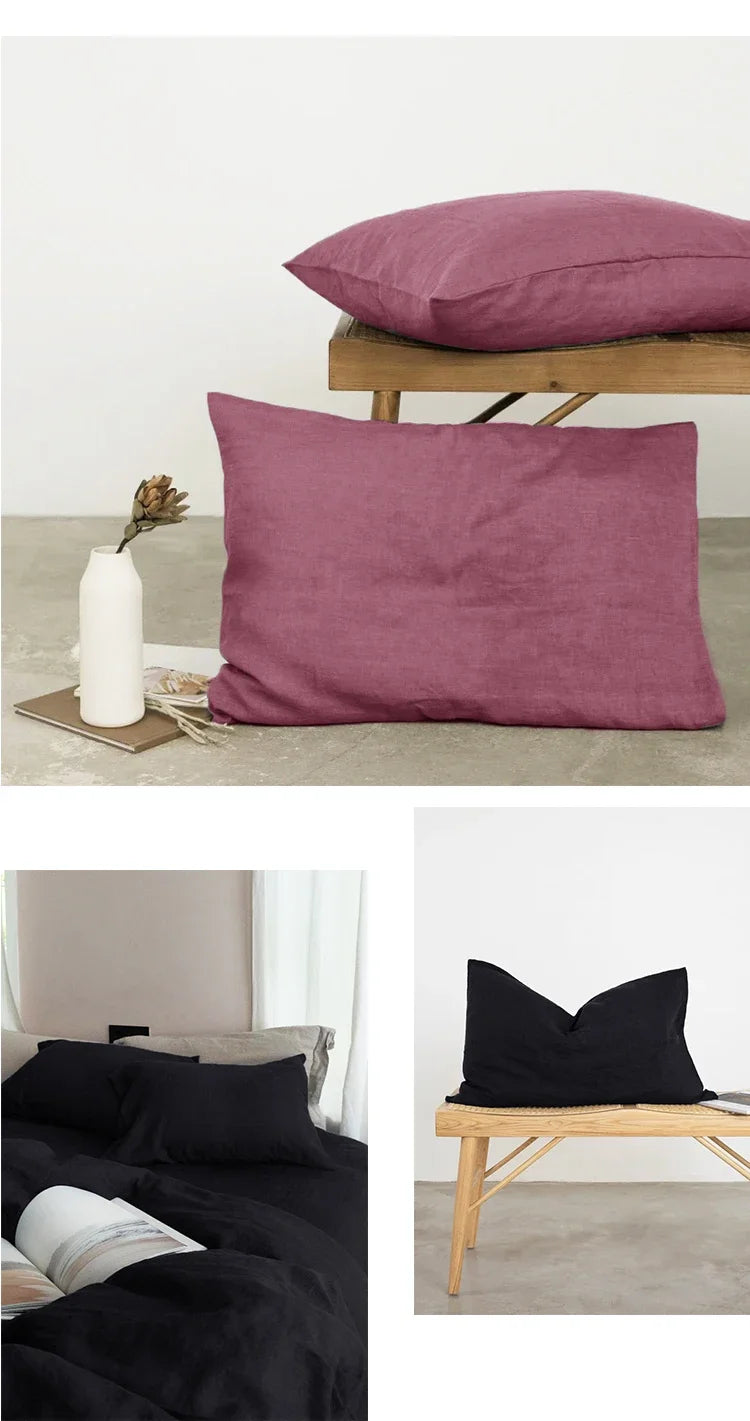 Linen Pillow Cases 100% French Natural Flax Soft Linen Envelope Pillowcases for Throw Pillows Soft and Durable All Season