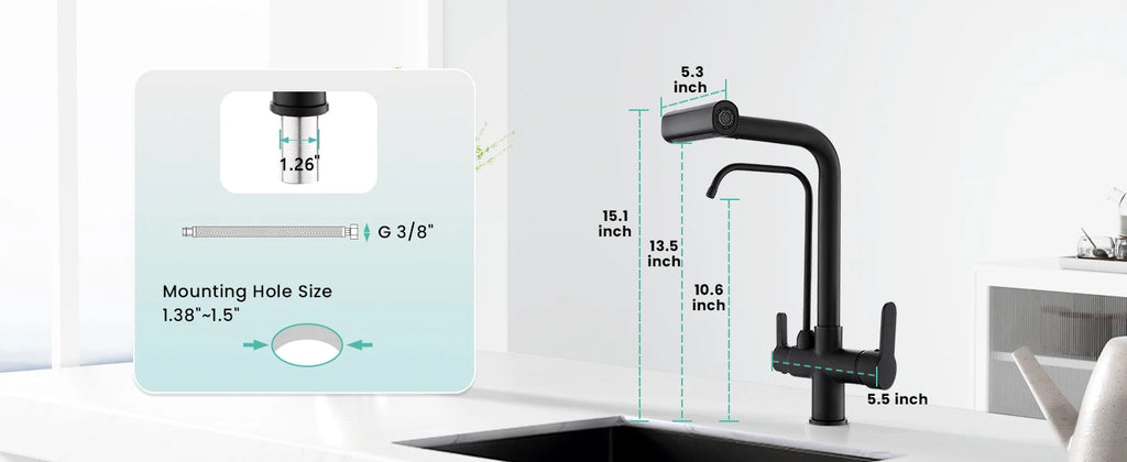 3 Way Pure Water Filter Kitchen Faucets Black Pull Out Filter Kitchen Sink Faucet Hot Cold Mixer Tap Pull Down Kitchen Faucet
