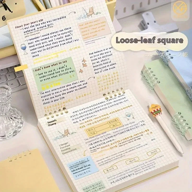 Grid Notepad B5 Sketch Book Notebooks Leaf Notebook Diary Flip Stationery Journal Writing Pads Office School Supplies