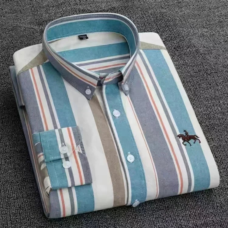 Large Size Full Men's Shirts 100% Pure Cotton Oxford Business Casual Shirt Soft Slim Fit Formal Plain Shirt Long Sleeve Clothes