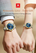 OLEVS 2906 Fashion Date Quartz Couple Watches Diamond Top Brand Luxury Watch For Men Women Waterproof Stainless Steel Wristwatch