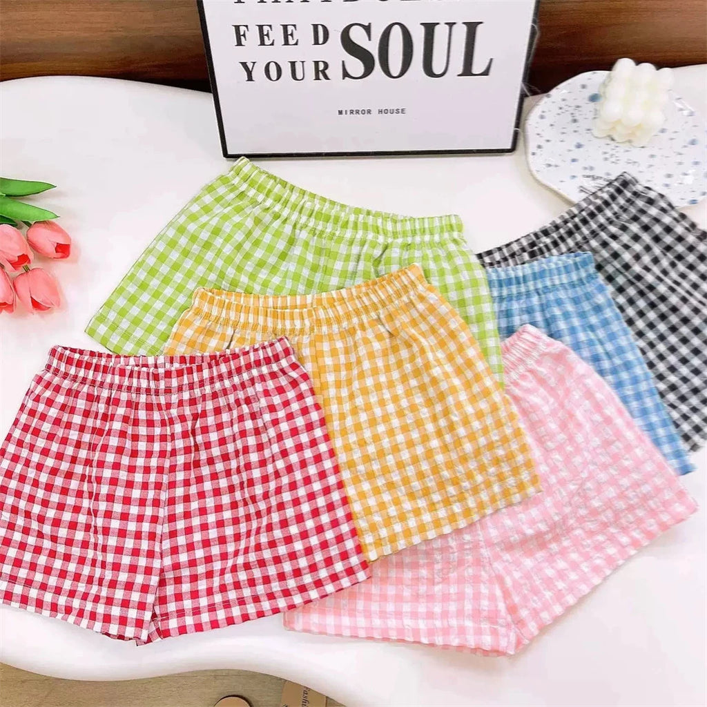 Children Plaid Shorts Casual Loose Shorts Outer Wear New Fashion Shorts Toddler Simple All-match Shorts Kids Boys Lovely Shorts