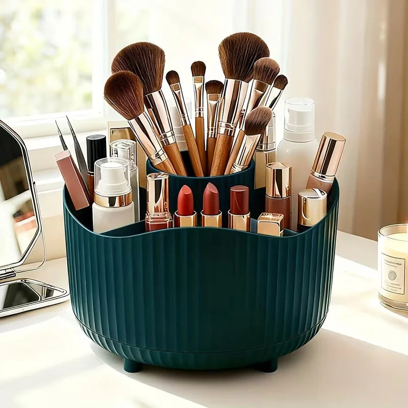 360° Rotating Makeup Organizer Multi-Functional Holder for Brushes, Lipsticks, Skin Care Products, and Stationery - Durable