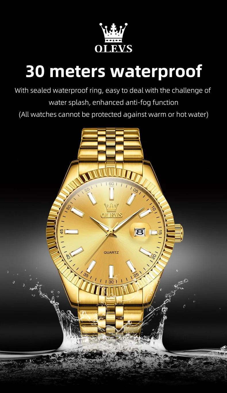 OLEVS 5593 Original Quatz Watch For Men Luxury Top Brand Stainless Steel Waterproof Auto Date HD Luminous Luxury Man Watch