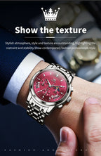 OLEVS 2892 Mens Watch Original Business Quartz Watch Moon Phase Multifunctional Chronograph Watches For Men With Box Reloj New