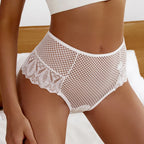 Women's Panties Sexy Women Lace Trim Underwear High Waist Panties Hollow Out Underpant Solid Comfortable Female Breathable Plus