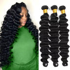 Loose Deep Wave Human Hair Bundles Unprocessed Brazilian Virgin Remy Curly Hair Extension Natural Black Color for Women