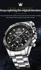 OLEVS 6654 Mens Watch Fashion Chronograph Automatic Mechanical Wristwatch Waterproof Luminous Function Top Brand Watch for Man