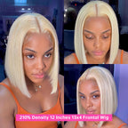 13x4 13x6 Bob Wigs 613 Honey Blonde Lace Frontal Wig Brazilian Blunt Cut Straight Transparent Lace Front Wig Platinum Blond Colored Human Hair Wig Pre Plucked Thick Short Bob Lace Front Human Hair Wig 180 210 Density Free Shi