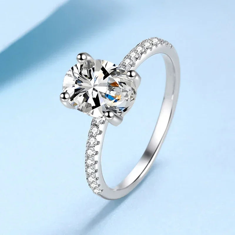 NeeTim 1ct 2ct Oval Cut Moissanite Ring for Women 925 Sterling Silver with Gold Plated Lab Diamond Rings Bands Fine Jewelry Gift