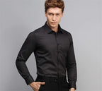 New Men Formal Shirt Long Sleeve Office Solid Color Anti-Wrinkle Fashion Business Pocket White Social Pocket Shirts 5XL 6XL 7XL