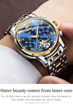 OLEVS 6607+6602 Original Men Women Watch Luxury Brand Tourbillon Mechanical Watch High end Romantic Lover Date Gift Couple Watch