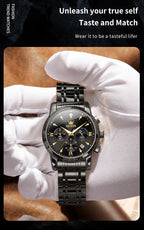 OLEVS 3639 Top Brand Original Luxury New Quartz Watch Stainless Steel Watch For Men Waterproof Luminous Moon Phase Mens Watch