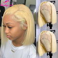Short Bob Lace Front Wigs 613 Blonde Bob Human Hair Wig Brazilian Transparent Lace Closure Wigs For Women 150% Density Cheap Wig
