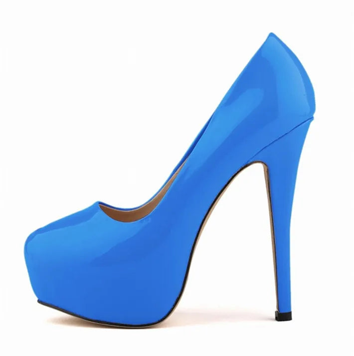 Sexy High Platform Party Shoes 2026 New Women Concise Solid Patent Leather High Heels Shoes Fashion Shallow Wedding Shoes Woman