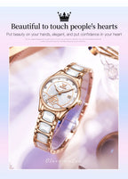 OLEVS Quartz Watch Women Japan Movement Waterproof Stainless Steel Ceramics Women Wristwatch Luxury Ladies watch Set Hot