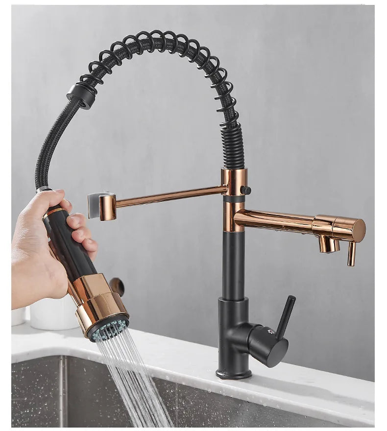 Modern Spring Pull Down Kitchen Faucet, Hot Cold Water Stainless Steel Kitchen Sink Mixer Tap, Single Handle Kitchen Sink Faucet