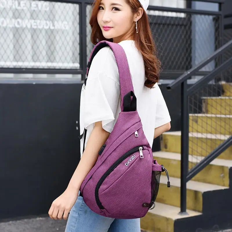 New Men One Shoulder Backpack Women Sling Bag Crossbody USB Boys Cycling Sports Travel Versatile Fashion Bag Student School 2023