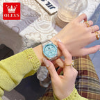 OLEVS Luxury Stainless Steel Waterproof Quartz Watch for Women Fashion Calendar Luminous Womens Wristwatch Sport Clock reloj