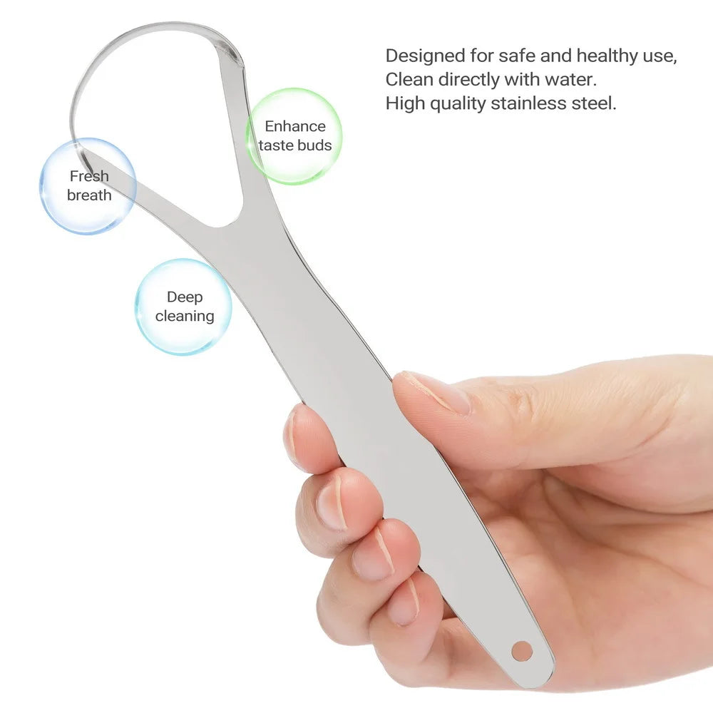 Stainless Steel Tongue 1pc Scraper Tongue Coating Cleaner TongueCoating Brush Cleaning Tongue Coating Removing Bad Breath OralCa