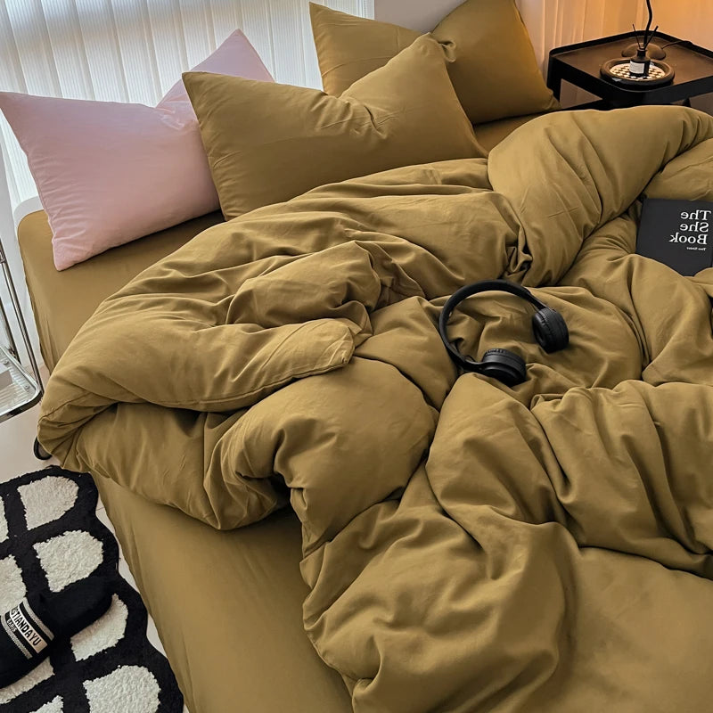 Cozy Bedding Set 3Pcs,1 Duvet Cover with Zipper Closure,2 Pillowcases,Solid Color,Super Soft, Machine Washable, Colorfast