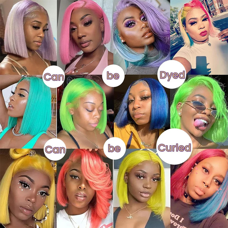 613 Bob Wig 13x6 HD Lace Frontal Wig Blonde Human Hair Wig Silky Straight 13x4 Bob Wigs For Women Bleached Knots 180% 210% Density