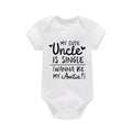 My Uncle Is Single Wanna Be My Auntie Print Baby Bodysuit Short Sleeve White Cotton Romper Clothes Summer Jumpsuit