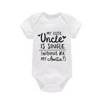 My Uncle Is Single Wanna Be My Auntie Print Baby Bodysuit Short Sleeve White Cotton Romper Clothes Summer Jumpsuit