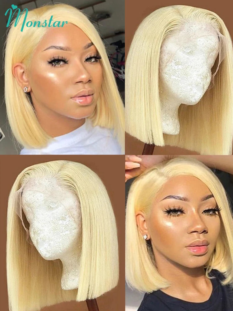 13x4 13x6 613 HD Blonde Bob Hair Wig Human Hair Lace Frontal Wig Brazilian Straight Bob Wig Lace Front Human Hair Wigs for Women