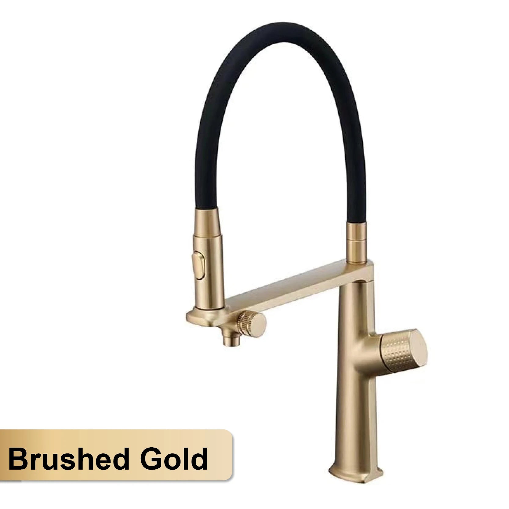 Luxury Gun Gray Brass Kitchen Faucet 1 Hole Double Handle Cold and Hot Dual Control, with Filtered Water Two Function Sink Tap