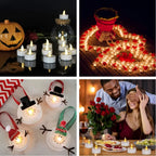 24/48pc Flameless Led Tea Lights with Timer 6 Hours On and 18 Hours Off in 24 Hours Cycle Automatically Flickering Candles Light
