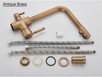 Chrome Purified Water Kitchen Faucet Pure Water Filter Deck Mounted Faucet Crane Dual Handles Hot Cold Water Mixer Taps