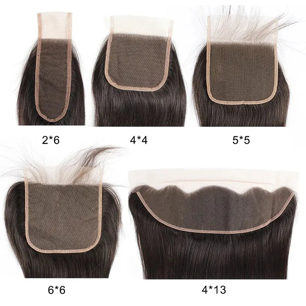 13x4 Lace Frontal Brazilian Straight Human Hair 5x5 Lace Closures Only Pre Plucked Natural Color Remy Hair 8-22 Inch