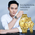OLEVS 2906 Couple Watch Pair Luxury Diamond Shaped Steel Strap Calendar Week Quartz Wristwatch Men Women Luxury Lovers Watches