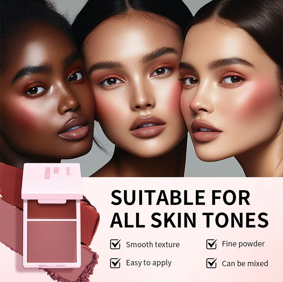 2IN1 Creme & Powder Blush Matte Natural Blush Eye Makeup Palette Long Lasting High Color Rendering Bright Pinky Patrick Ta Blush