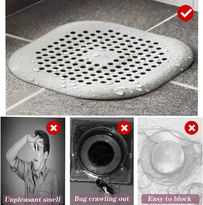 1/4pcs Shower Drain Plug Hair Catcher Stopper Kitchen Sink Strainer Sewer Silicone Bathroom Floor Bathtub Water Filter Home Tool
