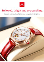 OLEVS Luxury Brand Skeleton Heart Dial Automatic Mechanical Women Watch Ladies Watches Ladies Waterproof Wristwatch Female