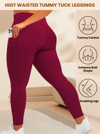 Women's High-Waisted Yoga Pants Plus Size Butt-Lifting Workout Leggings with Pockets Elastic Activewear for Gym & Running